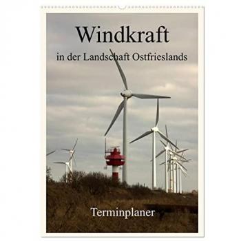 Windkraft in der Landschaft Ostfrieslands / Terminplaner (Wandkalender 2025 DIN A2 hoch) CALVENDO Monatskalender