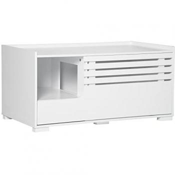 Armario de Almacenamiento para Gatos con Caja de Arena, Casa Elevada, Color Blanco, 90 x 48 x 42,5 cm