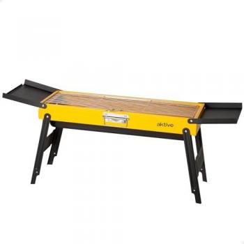 Barbacoa Aktive Plegable con Bandejas, Acero Esmaltado Amarillo