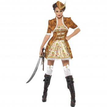 Sexy Fever-Piraten-Outfit für Damen, mock‑Jacke & Hut, Größe M – Steam‑Punk