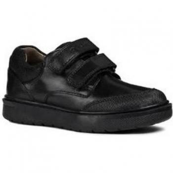 Geox Chaussure en cuir J Riddock à fermeture rapide – Enfant – Noir – 10 UK