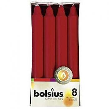Bolsius Premium Stabkerzen Weinrot 18 cm 8er-Pack