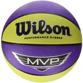 Lilac/Lime Green Wilson MVP Outdoor Basketball, Ideal for Rough & Synthetic Floors, Asphalt, Size 7, Recommended for Ages 12+ (WTB9067XB)