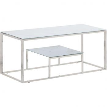 VidaXL Stainless Steel and Tempered Glass Coffee Table Silver