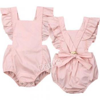 Traje de Verano Rosa: Mameluco sin Mangas para Bebé