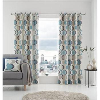 'Sander' 100% Cotton Light Filtering Pair of Eyelet Curtains