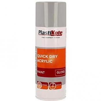 Plastikote Trade Quick Dry Acrylic Spray Paint Gloss Grey 400ml