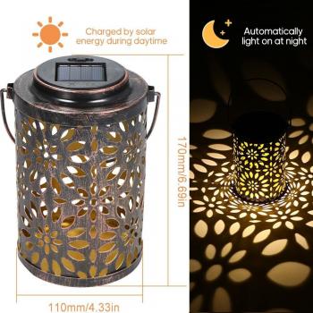 Lanterne jardin solaire olive avec capteur