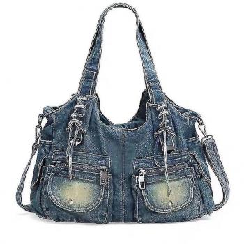 Bolsa de denim con cremallera