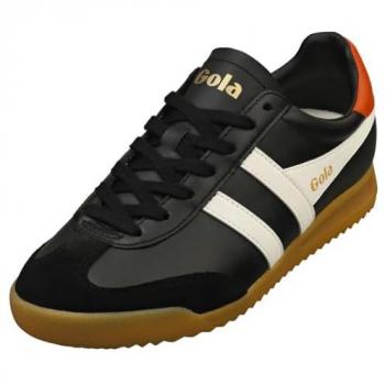Gola Womens Black Off White Moody Orange Torpedo Leather Trainer