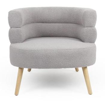 MENZZO Fauteuil design scandinave arrondi Riviani Tissu bouclette Gris