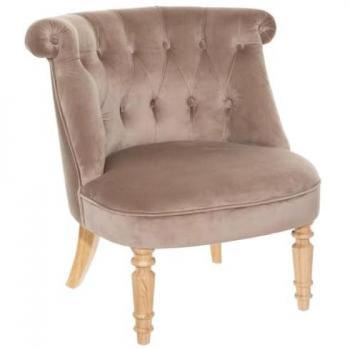Fauteuil Velvet Taupe bois naturel 68x66x72 cm – PEGANE