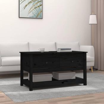 Black Solid Wood Pine Coffee Table, 102 x 49 x 55 cm, vidaXL (JINLEFU)