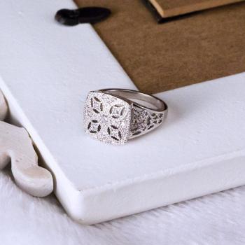 Women’s Silver Hollow Zircon Crystal Party Ring