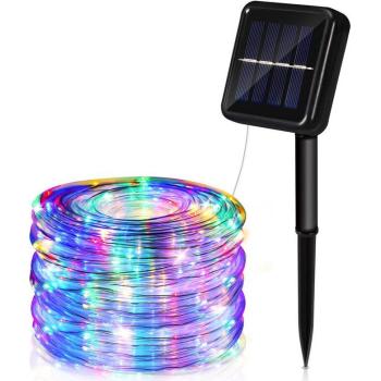 Hengda LED Solar Lampada a Filo 12m – 100 LED, Impermeabile, Multicolore
