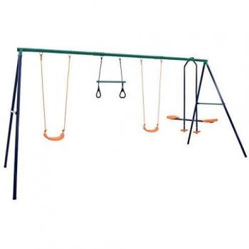 Outdoor swing set with gymnastic rings and 4 seats (vidaXL)