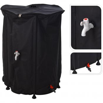 Daniel James Black Foldable 500L Water Tank – Valve, Cover & Garden Hose Adapter