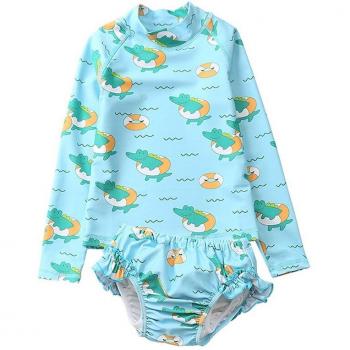 0-4 Years Baby Girl Swimwear with Long Sleeves