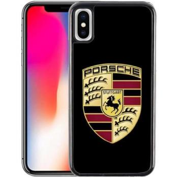 Luxury Porsche Black Logo Back Case for iPhone X