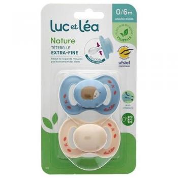 Luc et Léa Duo Sucette Nature 0-6 Mois Hérisson Avec Téterelle Anatomique Extra-Fine