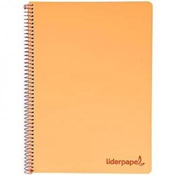 Cuaderno espiral A5 Micro Wonder tapa plástico 120h 90g cuadro 5mm 5 bandas 6 taladros color naranja