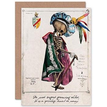 Skeleton Birthday Card with Blank Envelope Insert