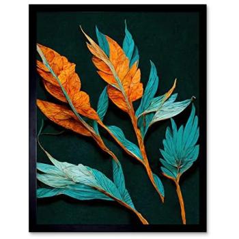 Dried Leaf Abstract in Teal & Orange