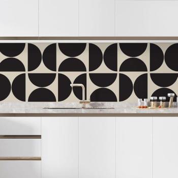 Lumaléa – Crédence cuisine 70 × 70 cm, motif géométrique, surface adhésive + mat