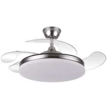 Ventilador techo bilineal con luz regulable, modelo DC Silencioso, mando tridente, plata 107 cm – temporada todo año