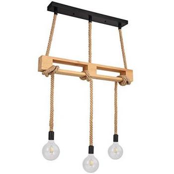 GLOBO LIGHTING Hängeleuchte, Leuchtmittel nicht inklusive, Hängeleuchte Holzlampe Pendellampe Vintage Holz Esstischlampe