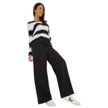 Wide Leg Elastic Waist Tie Front Trousers