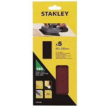 Stanley Unpunched Clip On 1/3 Sanding Sheets 93mm x 230mm 120g Pack of 5