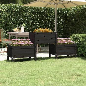 Macetero Pino Natural 178,5x44x75 cm (Blanco/Gris)