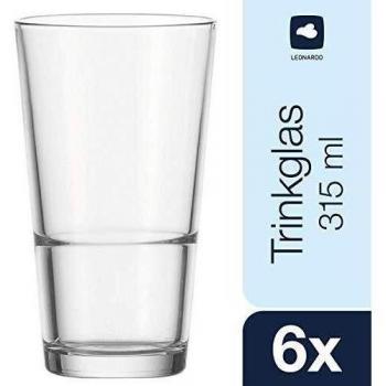 Leonardo Event Trink-Gläser, 6er Set, spülmaschinenfeste Longdrink-Gläser, 315 ml