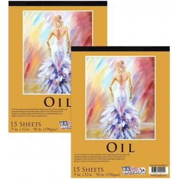 Papel para óleo U.S. Art Supply 9 x 12, 190gsm, 15 hojas
