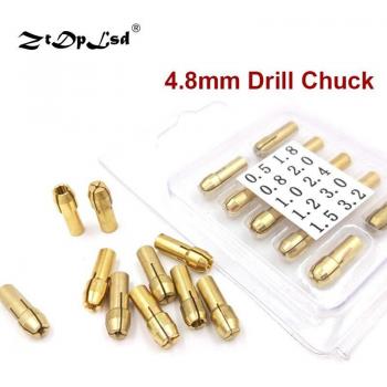 10Pcs Mini Drill Chucks, 0.5-3.2mm, Brass Micro Collet for Power Rotary Tool