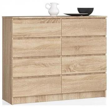 Akord Sonoma Kommode – Eiche, 138 cm, 8 Schubladen – B138×H99×T40