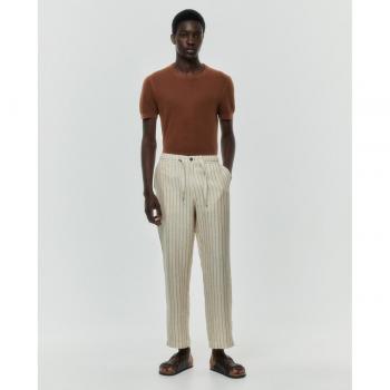 Pantalón liso de lino a rayas Dame Sfera
