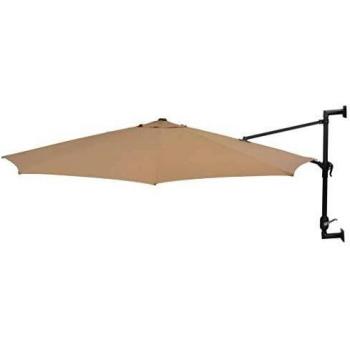 VidaXL's Taupe Garden Umbrella, wall-mounted with metal pole, 300 cm (118 inches) wide