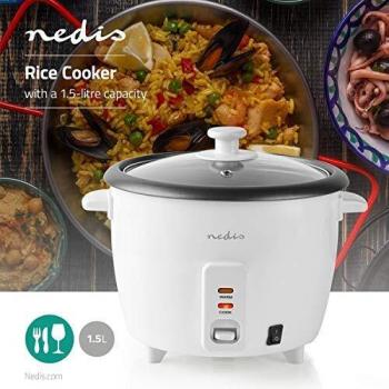 Compact 1.5L Rice Cooker and Steamer, Keep Warm Mode – White