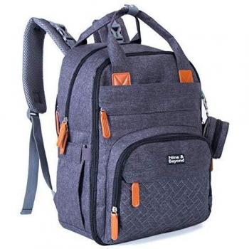 Large Baby Diaper Backpack – Nappy Changing Bag, Dark Grey, 9&Beyond