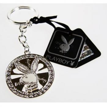 Swarovski-Glanz Playboy-Schlüsselanhänger – Metallbasis, veredelt in Platin