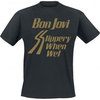 Bon Jovi Short Sleeve T‑Shirt – Slippery When Wet – Noir, Hommes S à M
