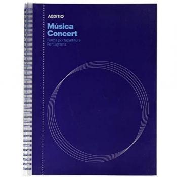 Cuaderno de música espiral 22x31cm con 12 pentagramas y 20 fundas transparentes