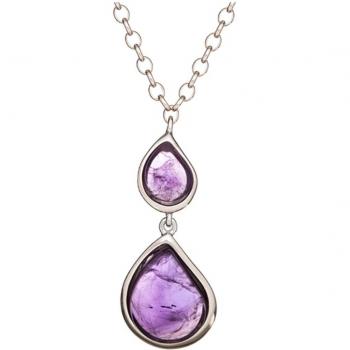 Collier « Meghan » en Argent avec Améthyste Rhodiée – 30 × 13 mm