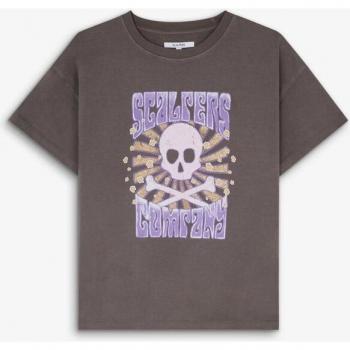 T-shirt femme S gris foncé motif crâne