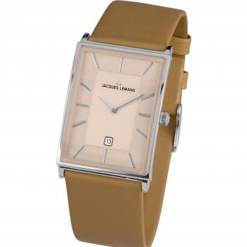 Herrenarmbanduhr York Jacques Lemans analog Quarz mit Ledergürtel 1‑1603F