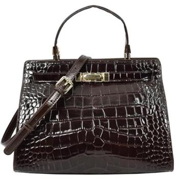 Camille Mid‑Size Croc‑Print Leather Tote – Dual Tone