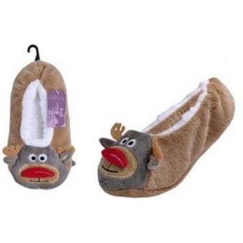 Ladies' Brown Rudolph Slip‑On Socks – Foxbury S/M