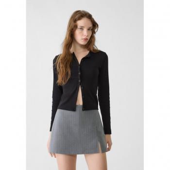 Ensemble mini jupe‑short années 90 – Rayures fines gris